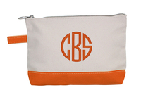 Personalized Orange Trimmed Cosmetic Bag
