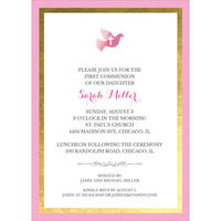 Watercolor Dove with Cross Gold Frame Invitations