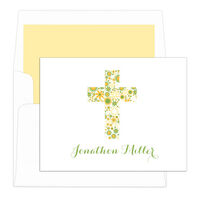 White Floral Cross Folded Note Cards
