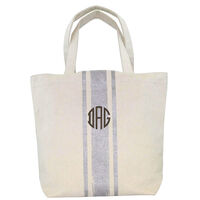 Personalized Canvas Tote With Silver Stripes