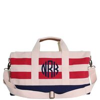 Personalized Striped Red & Navy Duffel