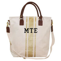 Personalized Brushed Canvas Flight Bag With Gold Stripes