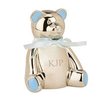 Personalized Teddy Bear Bank with Blue Highlights