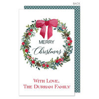 Christmas Wreath and Bow Flat Gift Enclosures