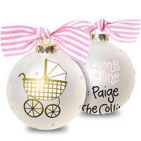 Pink Welcome Baby Glass Christmas Ornament