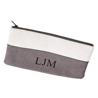 Personalized Grey Leatherette Pouch