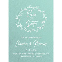 Wreath on Shimmer Save the Date Cards
