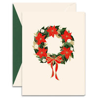 Poinsettia Wreath Holiday Cards