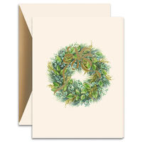 Evergreen Wreath Ornament Holiday Cards