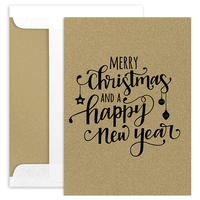 Merry Christmas and Happy New Year Vertical Folded Shimmer Holiday Cards
