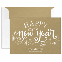 Happy New Year Flat Shimmer Holiday Cards