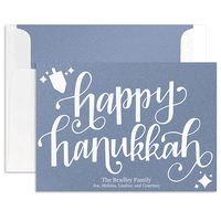 Happy Hanukkah Flat Shimmer Holiday Cards