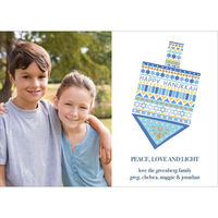 Patterned Dreidel Hanukkah Photo Cards