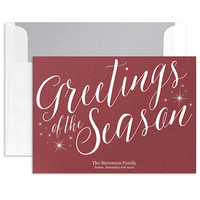 Greetings of the Season Flat Shimmer Holiday Cards