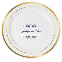 Royal Flourish Framed Names Premium Banded Plastic Plates