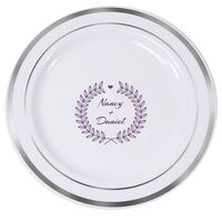 Heart and Wreath Premium Banded Plastic Plates