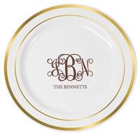 Vine Monogram with Text Premium Banded Plastic Plates