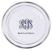 Script Monogram with Text Premium Banded Plastic Plates