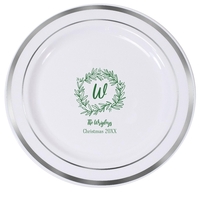Initial Wreath Premium Banded Plastic Plates