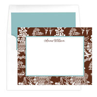 Chocolate Chinoiserie Flat Note Cards