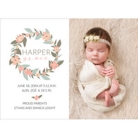 Floral Wreath Photo Birth Announcements