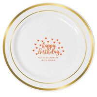 Confetti Hearts Happy Birthday Premium Banded Plastic Plates