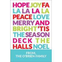 Colorful Holiday Text Flat Gift Enclosures