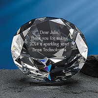 Deep Etched Personalized Crystal Diamond Paperweight